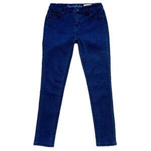 Foxy Jeans Olivia Jegging Mid Rise Diamond Pattern Dark Blue Wash - Size 29